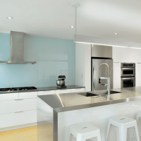 kitchen blue backplash
